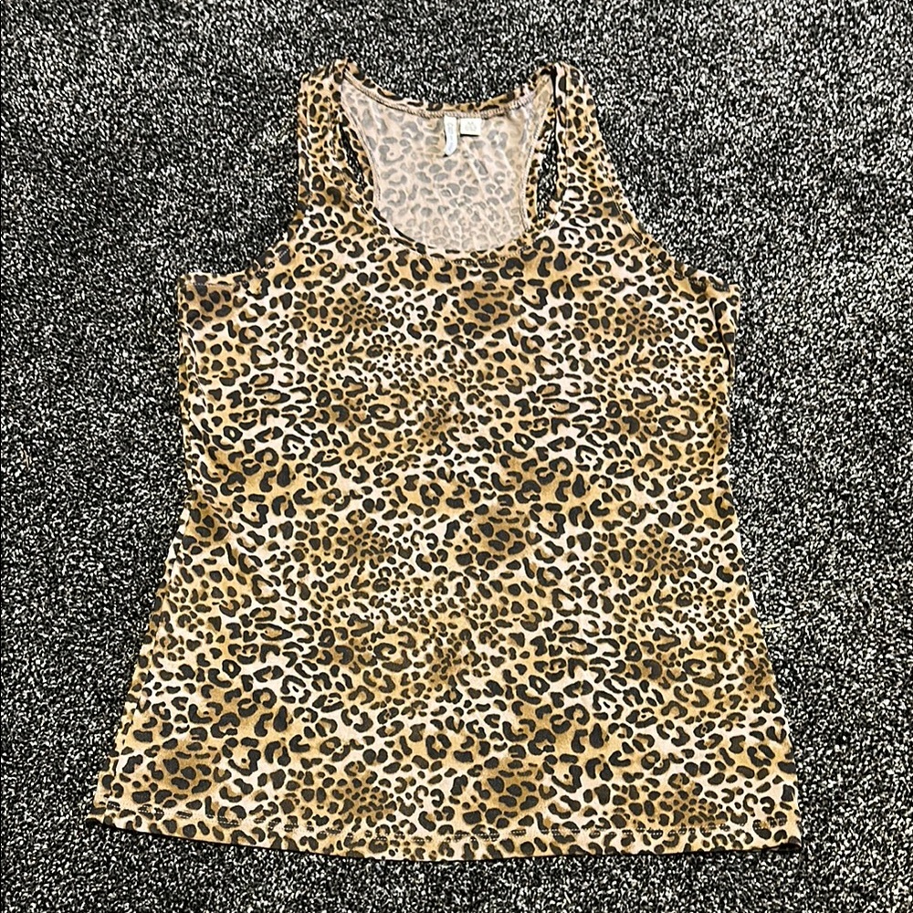 Cato Tan/Cream Fitted Sleeveless Tank Top - Leopard 🐆 Print
